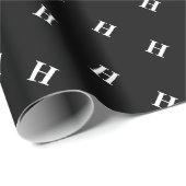 Simple Elegant Black White Monogrammen Wr Cadeaupapier (Rol Hoek)