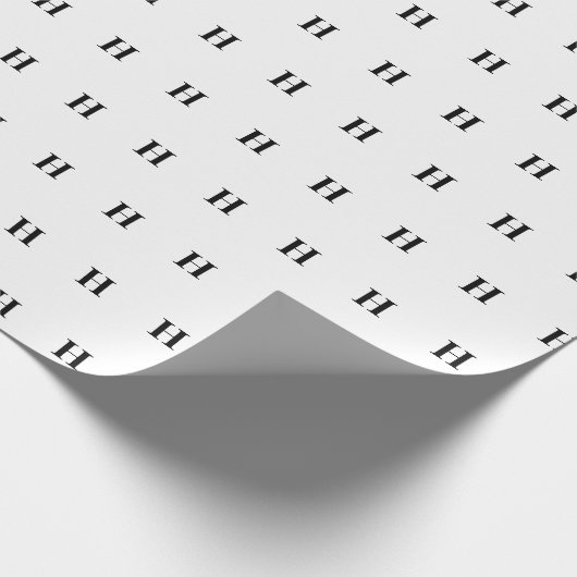 Simple Elegant Black White Monogrammen Wr Cadeaupapier (Hoek)