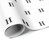 Simple Elegant Black White Monogrammen Wr Cadeaupapier (Rol Hoek)