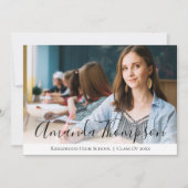 Simple Elegant Black White Multi Photo Afstuderen Kaart (Voorkant)