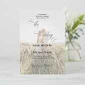 Simple Elegant Black & White Photo Wedding Kaart (Staand voorkant)