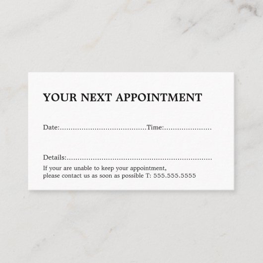 Simple Elegant Black White Salon Afsprakenkaartje (Voorkant)