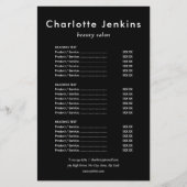 Simple Elegant Black White Salon Service Menu (Voorkant)