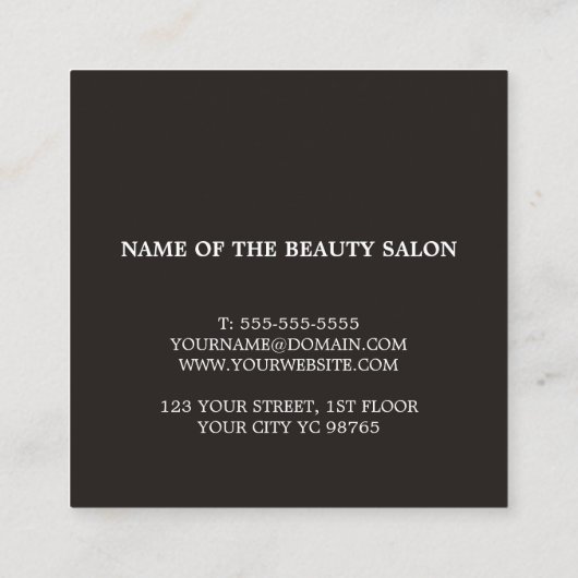 Simple Elegant Black White Scissor Haarstylist Vierkante Visitekaartje (Achterkant)