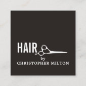 Simple Elegant Black White Scissor Haarstylist Vierkante Visitekaartje (Voorkant)
