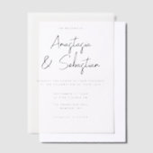 Simple Elegant Black & White Script Photo Wedding Vellum Uitnodigingen (Offset)