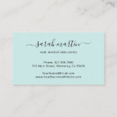 Simple Elegant Blauwgroen Turquoise Visitekaartje (Achterkant)