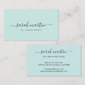 Simple Elegant Blauwgroen Turquoise Visitekaartje (Voorkant / Achterkant)