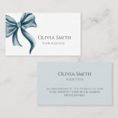 Simple Elegant Blue Bow Visitekaartje (Voorkant / Achterkant)