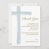 Simple Elegant Blue Cross First Holy Communion  Bedankkaart (Voorkant)