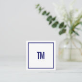 Simple Elegant Blue White Monogram Attorney Vierkante Visitekaartje (Staand voorkant)