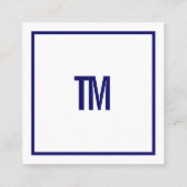 Simple Elegant Blue White Monogram Attorney Vierkante Visitekaartje (Voorkant)