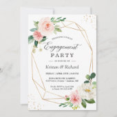 Simple Elegant Blush Pink Floral Engagement Party Kaart (Voorkant)