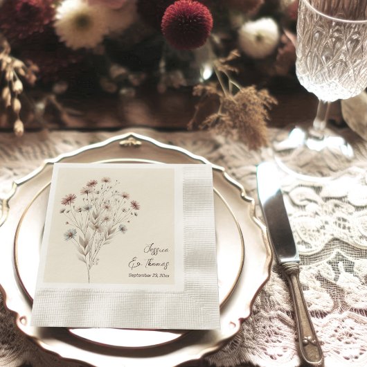 Simple Elegant Boho Chic Wildflowers Wedding Servet
