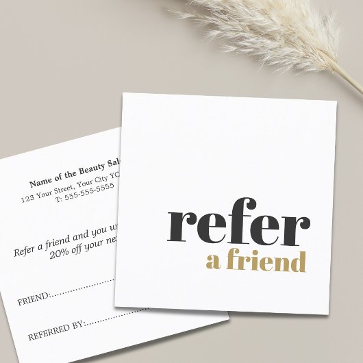 Simple Elegant Bold Beauty Salon Referral Card