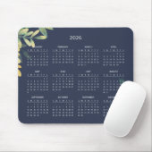Simple Elegant Botanical 2026 Calendar | Mousepad Muismat (Met muis)