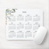 Simple Elegant Botanical 2026 Calendar | Mousepad Muismat (Met muis)