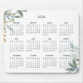 Simple Elegant Botanical 2026 Calendar | Mousepad Muismat (Voorkant)