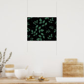 Simple Elegant Botanical Green Leaves Pattern | Poster (Keuken)