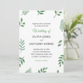 Simple Elegant Botanical Greenery Leaves Wedding  Kaart (Staand voorkant)