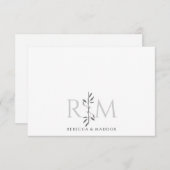 Simple Elegant Botanical Monogram Rustic Couple Notitiekaartje (Voorkant / Achterkant)
