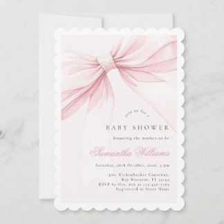 Simple Elegant Bow Baby Shower Invitation Kaart