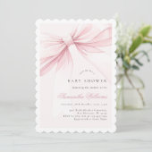 Simple Elegant Bow Baby Shower Invitation Kaart (Staand voorkant)