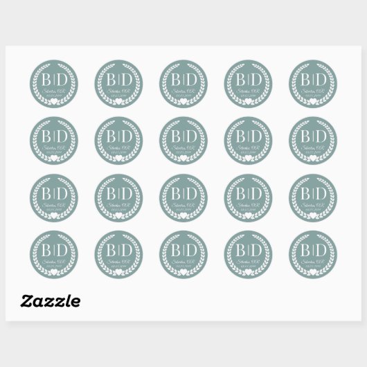 Simple Elegant Bride and Groom Monogram Ronde Sticker (Vel)