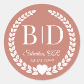 Simple Elegant Bride and Groom Monogram Ronde Sticker (Voorkant)