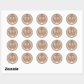 Simple Elegant Bride and Groom Monogram Ronde Sticker (Vel)