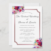 Simple Elegant Burgundy Floral | Moderne bruiloft Kaart (Voorkant)