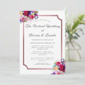 Simple Elegant Burgundy Floral | Moderne bruiloft Kaart (Staand voorkant)