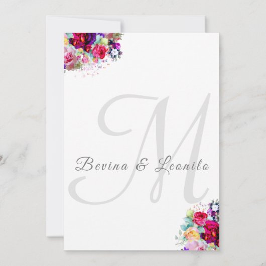 Simple Elegant Burgundy Floral | Moderne bruiloft Kaart (Achterkant)