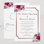 Simple Elegant Burgundy Floral | Moderne bruiloft Kaart (Voorkant / Achterkant)