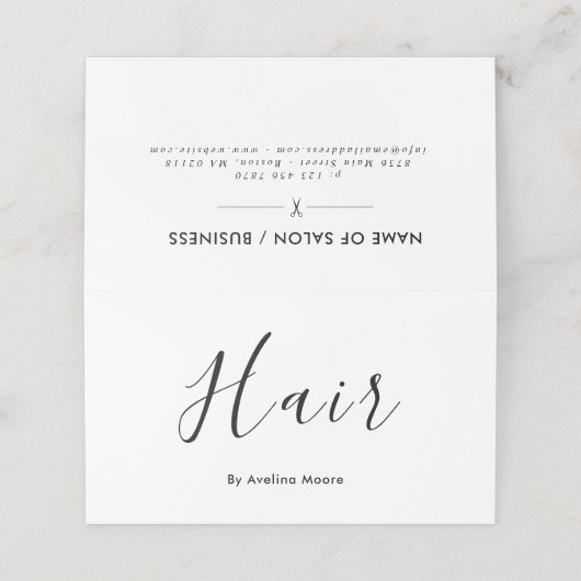 Simple elegant business light beauty salon afsprakenkaart (Buitenkant ongevouwen)