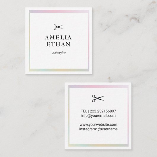 Simple elegant business light beauty salon vierkante visitekaartje (Voorkant / Achterkant)