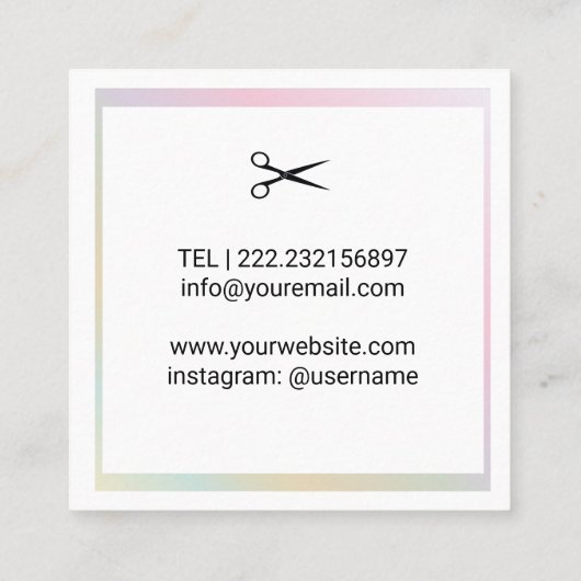 Simple elegant business light beauty salon vierkante visitekaartje (Achterkant)