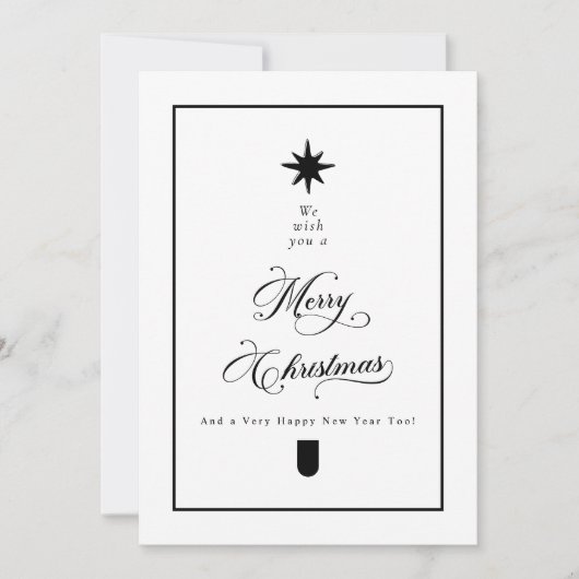 Simple Elegant Calligraphy Black & White Photo Feestdagenkaart (Voorkant)