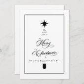 Simple Elegant Calligraphy Black & White Photo Feestdagenkaart (Voorkant / Achterkant)