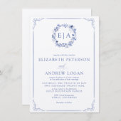 Simple Elegant  Calligraphy  Floral Wreath Wedding Kaart (Voorkant / Achterkant)