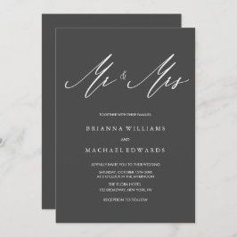 Simple Elegant Calligraphy Mr en Mrs Wedding Kaart