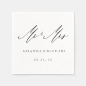 Simple Elegant Calligraphy Mr en Mrs Wedding Servet (Voorkant)