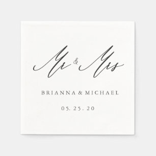 Simple Elegant Calligraphy Mr en Mrs Wedding Servet