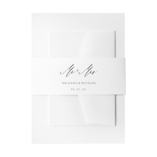 Simple Elegant Calligraphy Mr en Mrs Wedding Uitnodigingen Wikkel (Voorkant Voorbeeld)