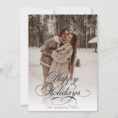Simple Elegant Calligraphy Script Christmas Photo Feestdagenkaart (Voorkant)