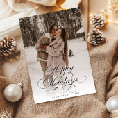 Simple Elegant Calligraphy Script Christmas Photo Feestdagenkaart