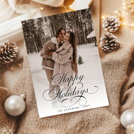 Simple Elegant Calligraphy Script Christmas Photo Feestdagenkaart