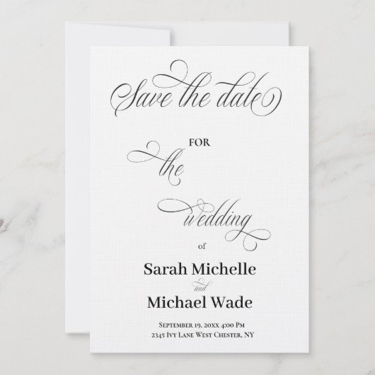 Simple Elegant Calligraphy Script Save the date Kaart (Voorkant)