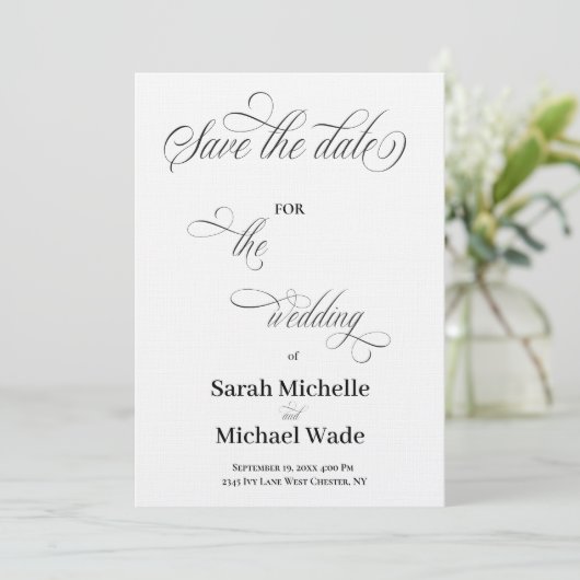 Simple Elegant Calligraphy Script Save the date Kaart (Staand voorkant)