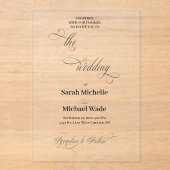 Simple Elegant Calligraphy Script Wedding Acryl Uitnodigingen (Voorkant)